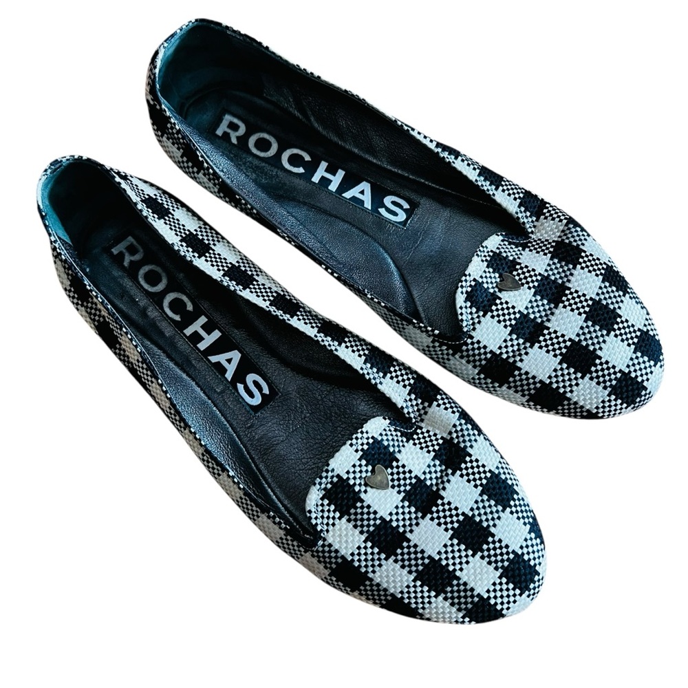 Rochas Monochrome Checkered Flats
